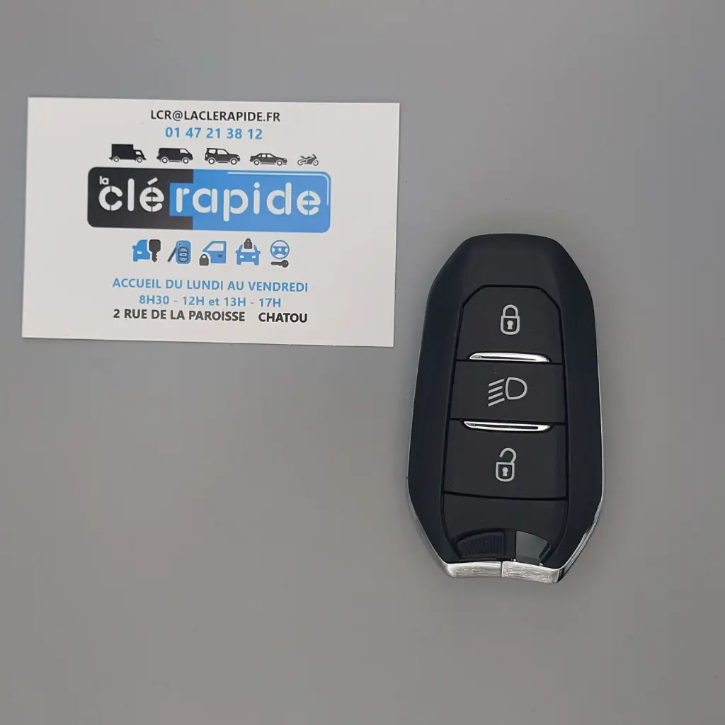 CONTROLE REMOTO MÃOS LIVRES PEUGEOT 2008 SEM INSERT Código e recorte incluídos, a partir do código da chave ou foto da chave do veículo