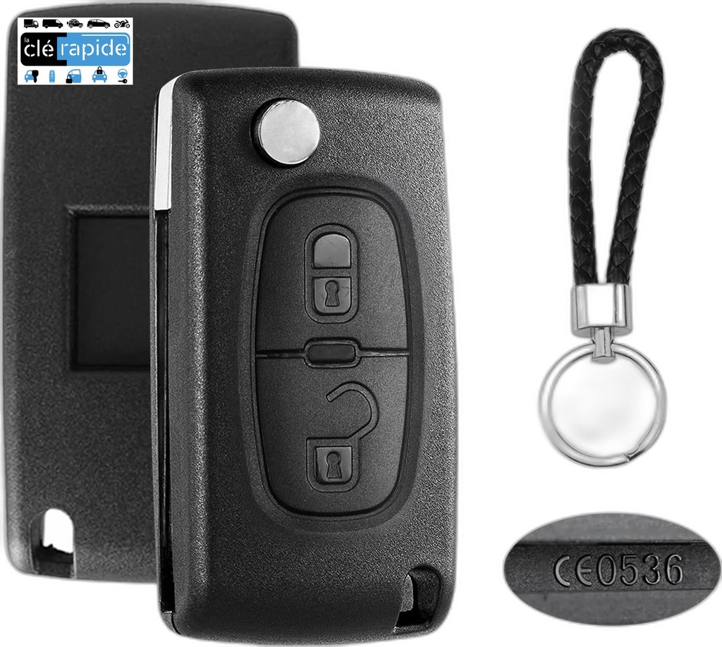 Télécommande Peugeot Partner Tepee 2 boutons 2009 - 2013 433 MHz Mise au code et taillage inclus, à partir du code de clé ou d'une photo de la clé du véhicule