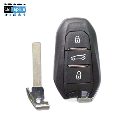 Télécommande Peugeot 508 3 boutons 2010 - 2018 433 MHz Mise au code et taillage inclus, à partir du code de clé ou d'une photo de la clé du véhicule