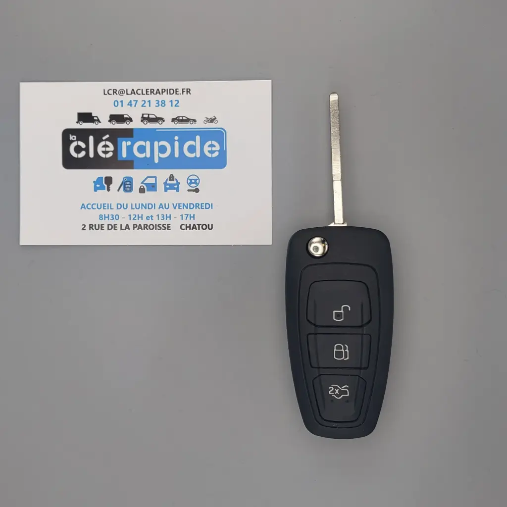 Télécommande Ford flip 3 boutons HU101 ID63 - Transit/Tourneo Custom 2012-2013
