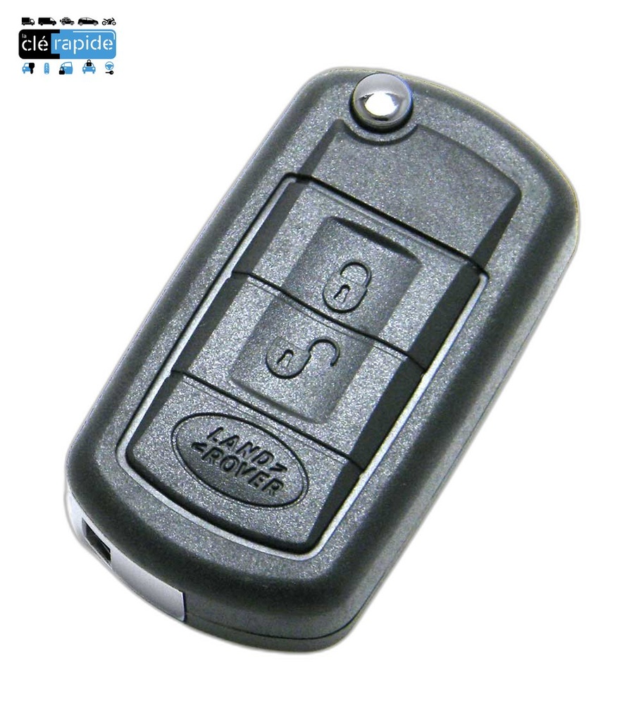 Télécommande Land Rover LR3 / Range Rover / Range Rover Sport (flip remote 3 boutons) 3 (Lock, Unlock, Hayon) boutons 2005-2011 433 MHz ASK Mise au code et taillage inclus, à partir du code de clé ou d'une photo de la clé du véhicule