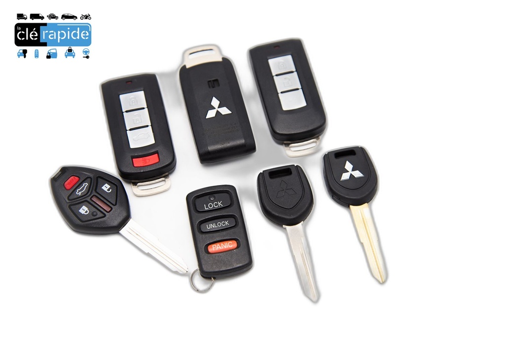 Clé Mitsubishi (clé E5001..., modèle exact à vérifier) [Années à vérifier] Mise au code et taillage inclus, à partir du code de clé ou d'une photo de la clé du véhicule