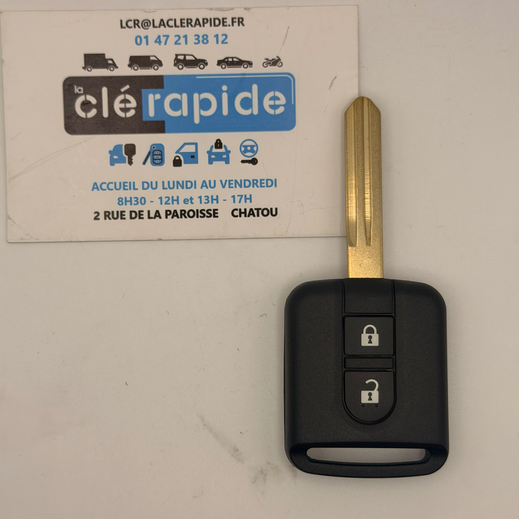 MANDO A DISTANCIA NISSAN MICRA/NOTE 2 BOTONES NSN14 Código y corte incluidos, a partir del código de la llave o una foto de la llave del vehículo