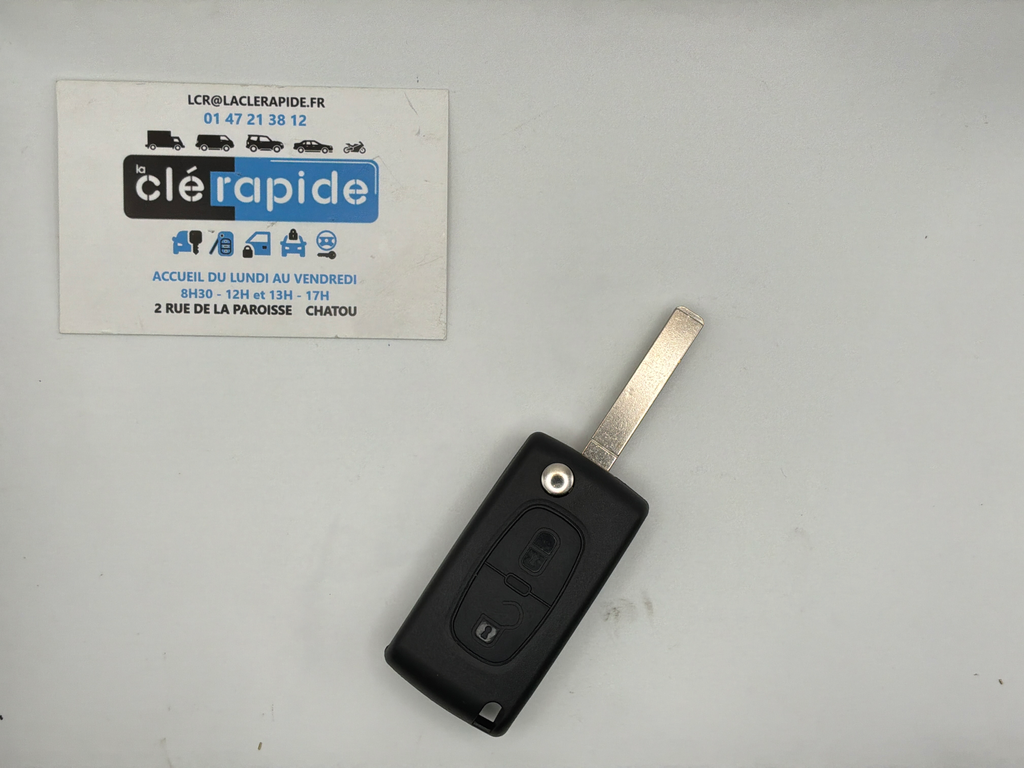 CARCASA VACÍA FIAT/PEUGEOT/CITROEN - 2 BOTONES Codificación y corte incluidos, a partir del código de la llave o de una foto de la llave del vehículo