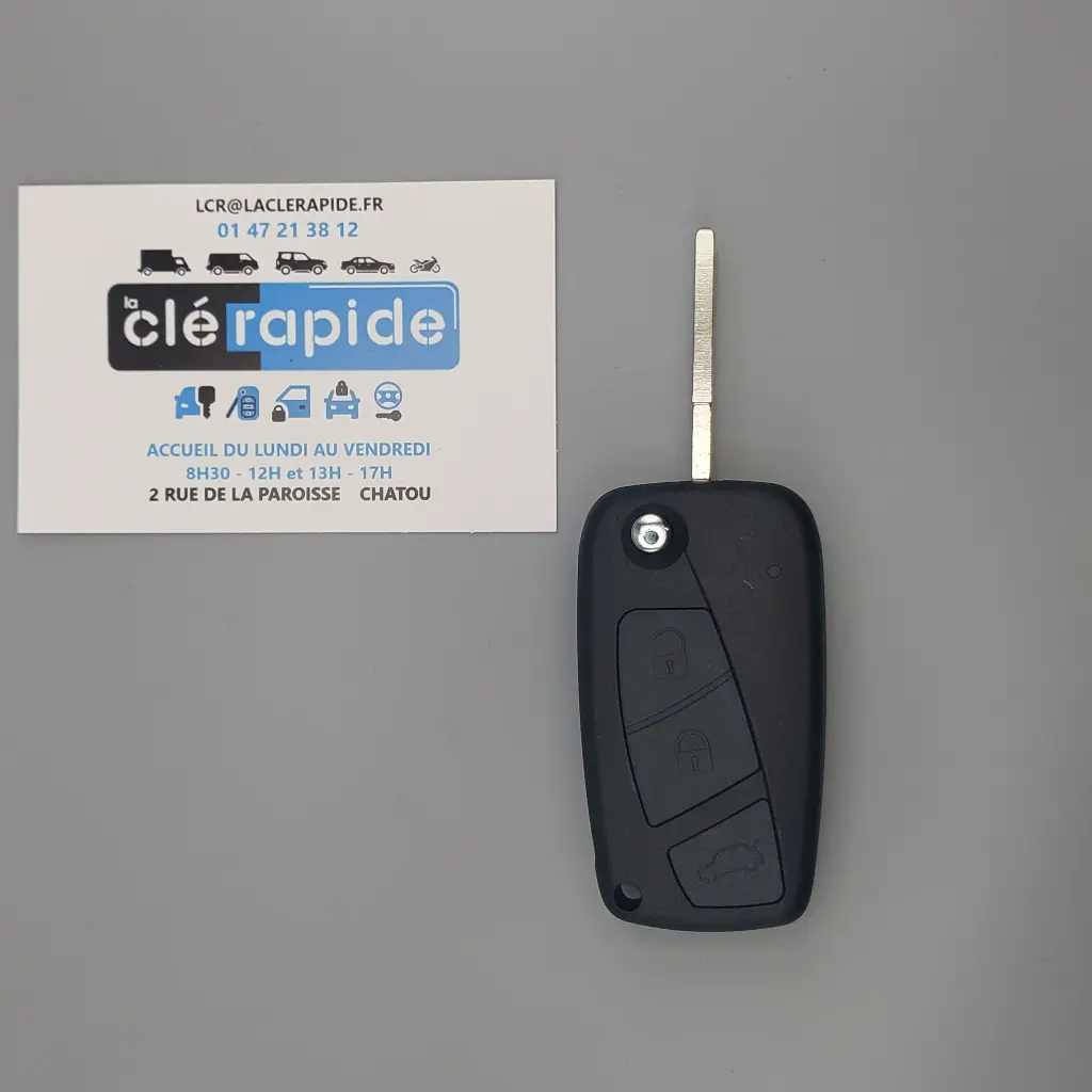 Télécommande Fiat Panda II (169) 3 (Lock, Unlock, Boot) boutons 2003-2012 433 MHz Mise au code et taillage inclus, à partir du code de clé ou d'une photo de la clé du véhicule
