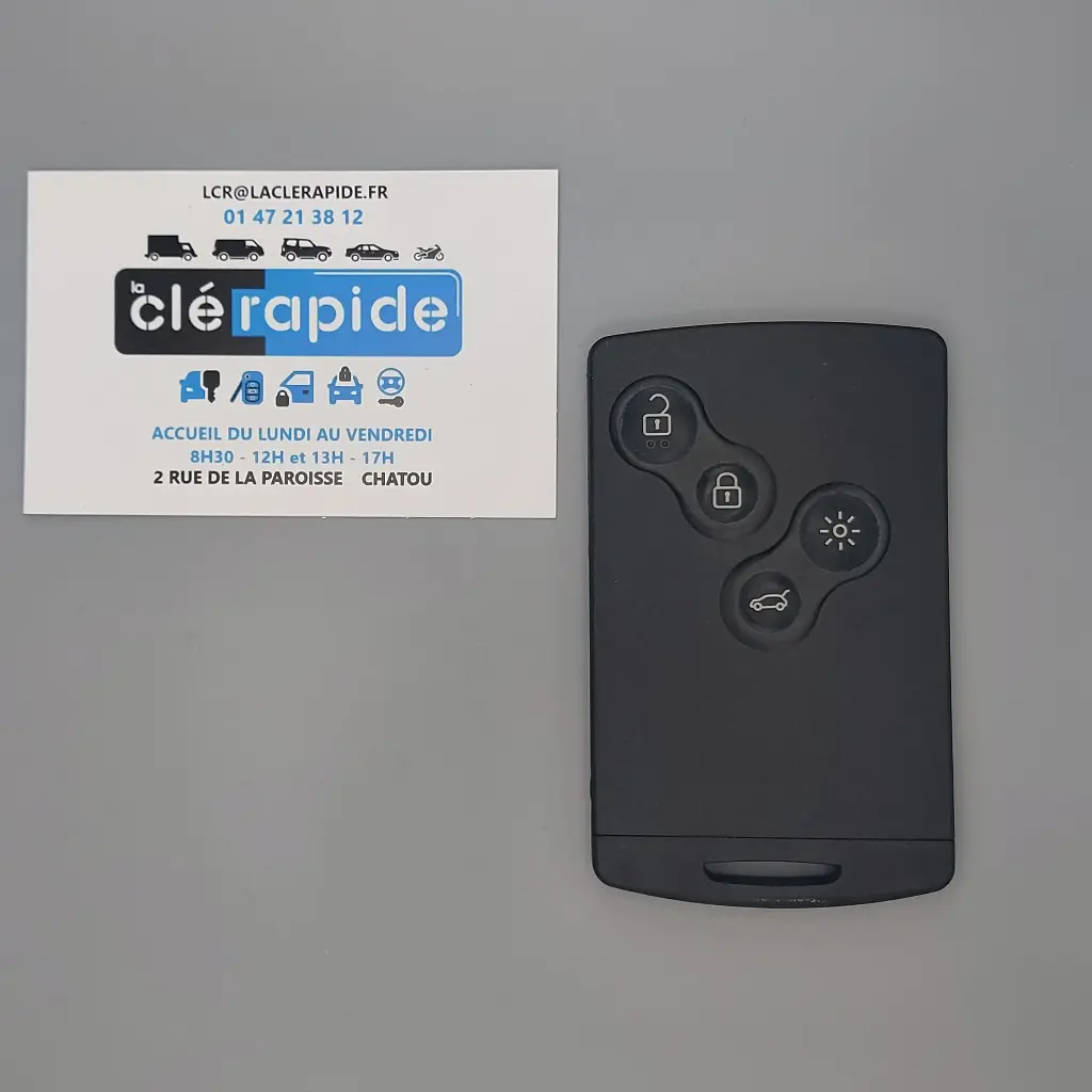 CARTÃO RENAULT 4 BUTTON CLIO 4 - SÍMBOLO CAPTUR 1 Código e recorte incluídos, a partir do código da chave ou foto da chave do veículo