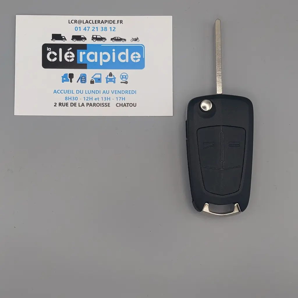 Télécommande Opel Astra H / Zafira B (télécommande pliante 2 boutons) 2 (Lock, Unlock) boutons 2004-2014 433 MHz Mise au code et taillage inclus, à partir du code de clé ou d'une photo de la clé du véhicule