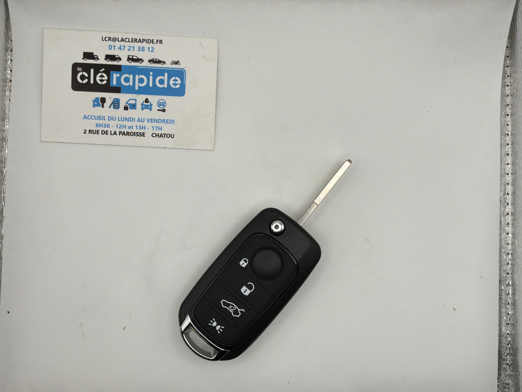 CHAVE REMOTA 4 BOTÕES FIAT 500X Código e recorte incluídos, a partir do código da chave ou foto da chave do veículo