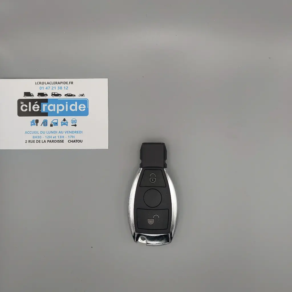 Télécommande Mercedes-Benz MERCEDES 2 BOUTONS Mise au code et taillage inclus, à partir du code de clé ou d'une photo de la clé du véhicule