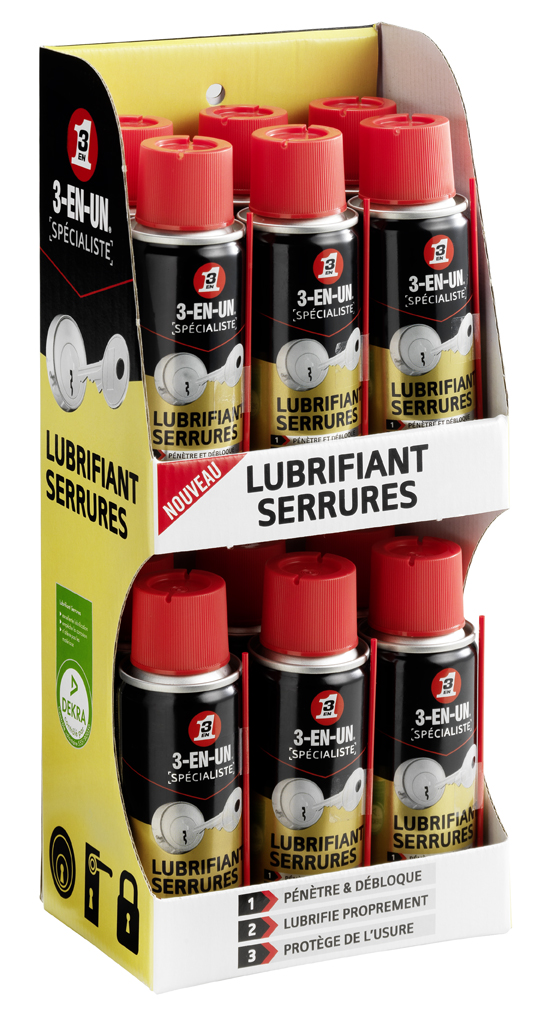 3 EN UN LUBRIFIANT SERRURE AEROSOL 100ml (Lot de 12) 33462