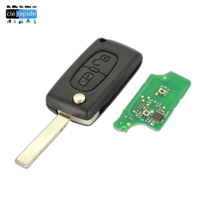 Télécommande Peugeot 207 CC à vérifier boutons 2007 - 2014 433 MHz Mise au code et taillage inclus, à partir du code de clé ou d'une photo de la clé du véhicule