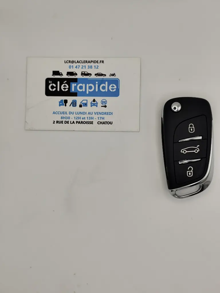 3-BUTTON FOLDING REMOTE CONTROL CITROEN C4 / DS4 (2010-2016) ORIGINAL 6490TT Code and cutting included, from the key code or a photo of the vehicle key