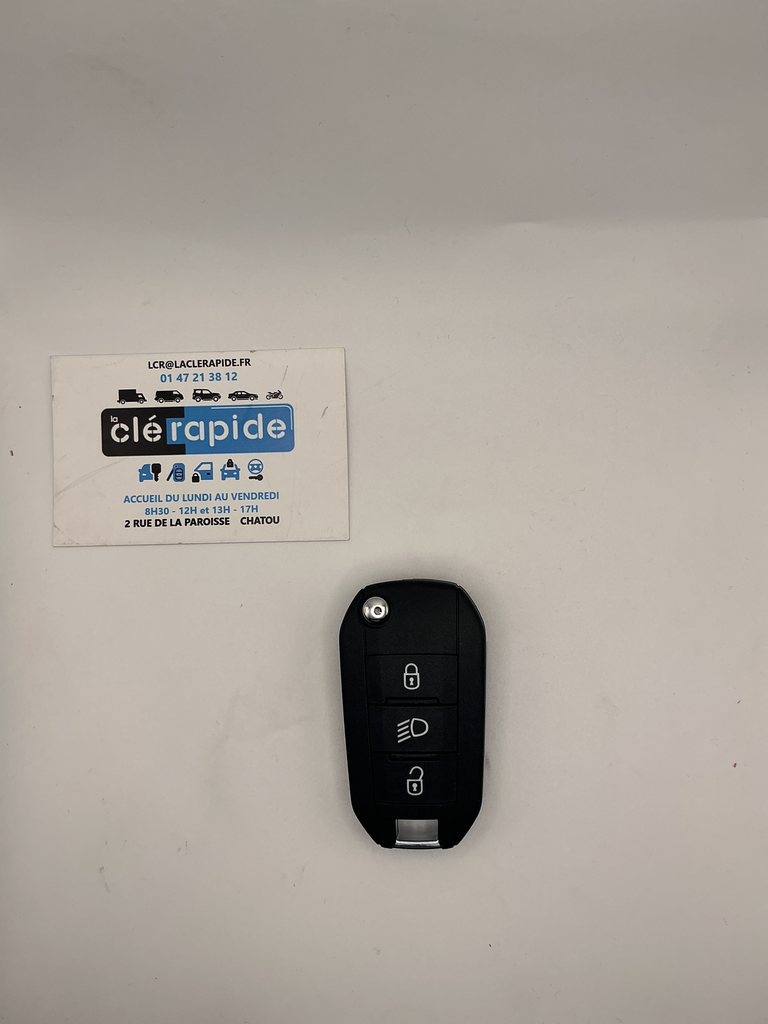 TELECOMMANDE 3 BOUTONS PEUGEOT 3008 / EXPERT/PEUGEOT TRAVELLER Mise au code et taillage inclus, à partir du code de clé ou d’une photo de la clé du véhicule 