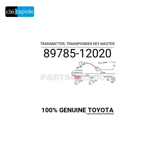 [8978512020] Transpondeur Toyota RAV-4 XA20 (clé transpondeur master) à vérifier (2000-2005)