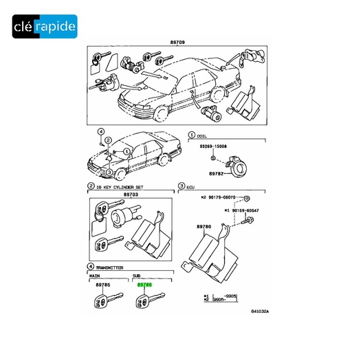 [8978626020] Transpondeur Toyota Corolla E110/E120 [Années à vérifier]