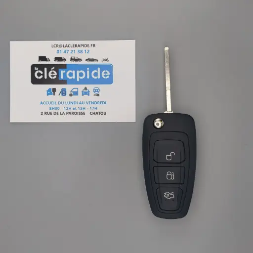 [HU101BR38] Télécommande Ford flip 3 boutons HU101 ID63 - Transit/Tourneo Custom 2012-2013