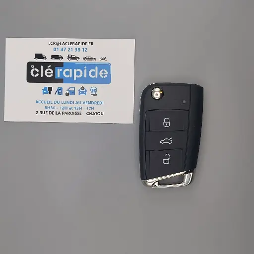 [VW100TE07-OE] Télécommande Volkswagen Golf VII 3 boutons 2012-2020 433 MHz Mise au code et taillage inclus, à partir du code de clé ou d'une photo de la clé du véhicule