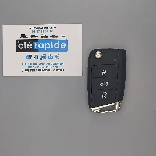 [VW100TE11-OE] Télécommande Volkswagen Golf VII (avec KESSY) 2012-2020 433 MHz Mise au code et taillage inclus, à partir du code de clé ou d'une photo de la clé du véhicule