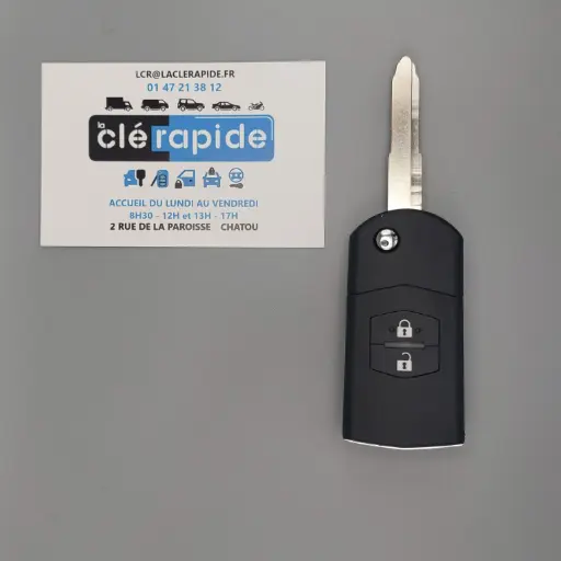 [MZ102TE01-AF] TELECOMMANDE PLIANTE MAZDA 2 BOUTONS 4D60 