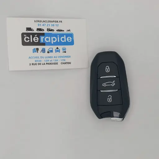 [PE308TE08-KL-OE] MANDO A DISTANCIA MANOS LIBRES DE 3 BOTONES PEUGEOT 308 P5 2021-2026 HITAG AES Codificación y corte incluidos, a partir del código de la llave o de una foto de la llave del vehículo