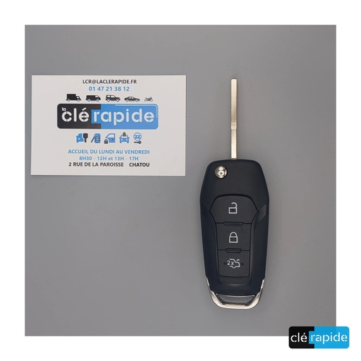 Télécommande Ford flip 3 boutons HU101 ID49-HITAG-PRO - Transit/Tourneo (Custom) 2016-2024