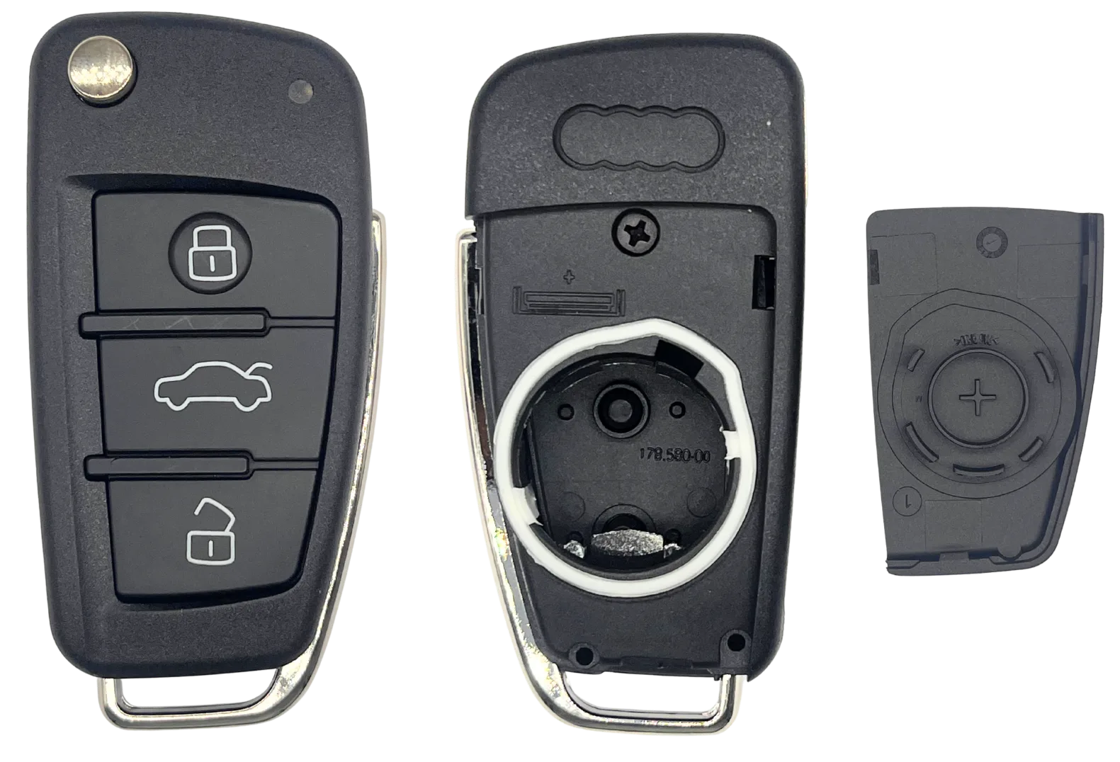 Coque de clé 3 boutons Audi (lame HU66 · réf. AUDPS305C)