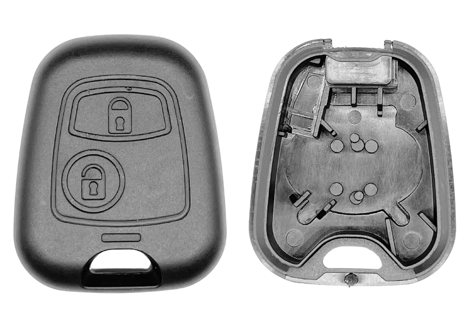 Coque de clé 2 boutons Peugeot / Citroën (lame NE73 · réf. PSAPS20C)