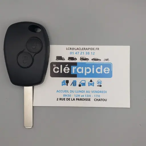 Clé télécommande Renault Clio III / Kangoo III 2 boutons 433 MHz (RNR109E)