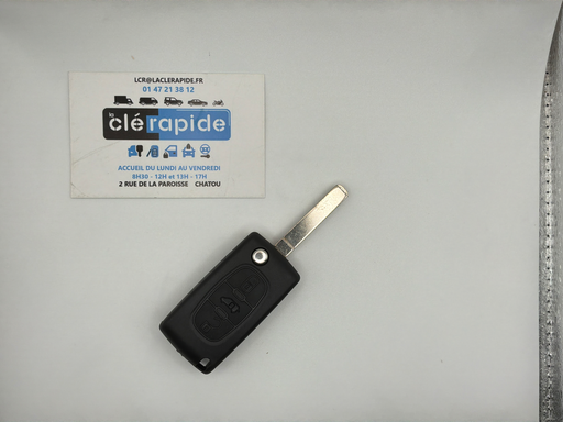 [6490E0] TELECOM PLEGABLE 3 BOTONES BERLINGO 2009-2014 Código y corte incluidos, a partir del código de la llave o una foto de la llave del vehículo