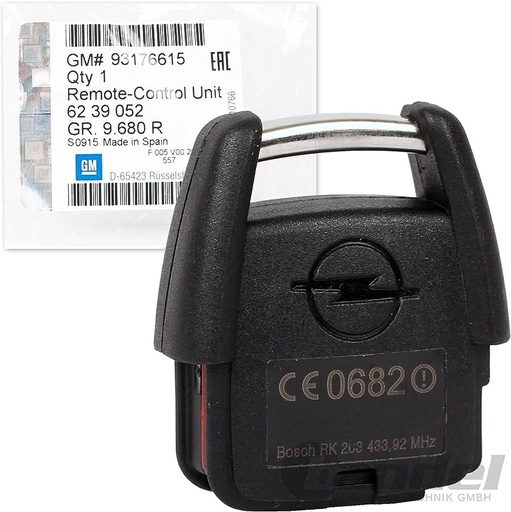 [93176615] Télécommande Opel Zafira B / Astra H 3 (télécommande seule) boutons 2005 - 2014 433 MHz Mise au code et taillage inclus, à partir du code de clé ou d'une photo de la clé du véhicule