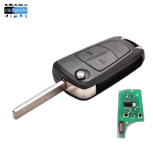 [93189840] Télécommande Opel Corsa D 2 boutons 2007-2014 433 MHz Mise au code et taillage inclus, à partir du code de clé ou d'une photo de la clé du véhicule